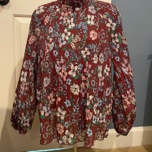 Topshop floral, pleated blouse